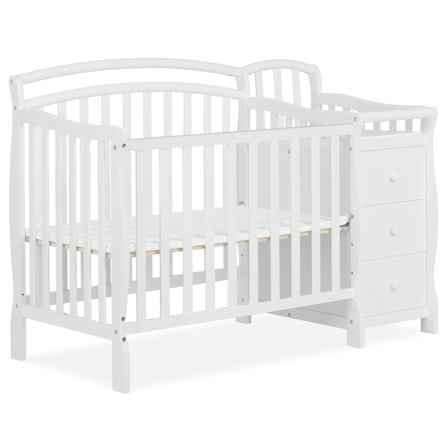 : Dream On Me Casco 3-in-1 Mini Convertible Baby Crib & Changer with Storage in White, Pinewood, GreenGuard Gold & JPMA, 1鈥?Mattress Pad, 3 Mattress Heights, Converts to Mini Day & Twin-Size Bed : Nursery Furniture Sets : Baby