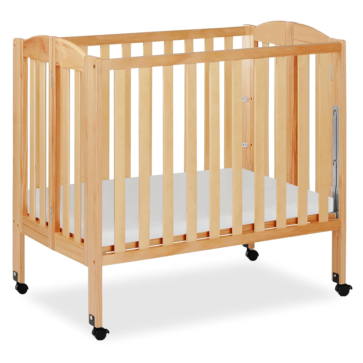 : Dream On Me 3 in 1 Portable Folding Stationary Side Crib in Natural, Greenguard Gold Certified, Safety Wheel with Locking Casters, Convertible, 3 Mattress Heights : Baby