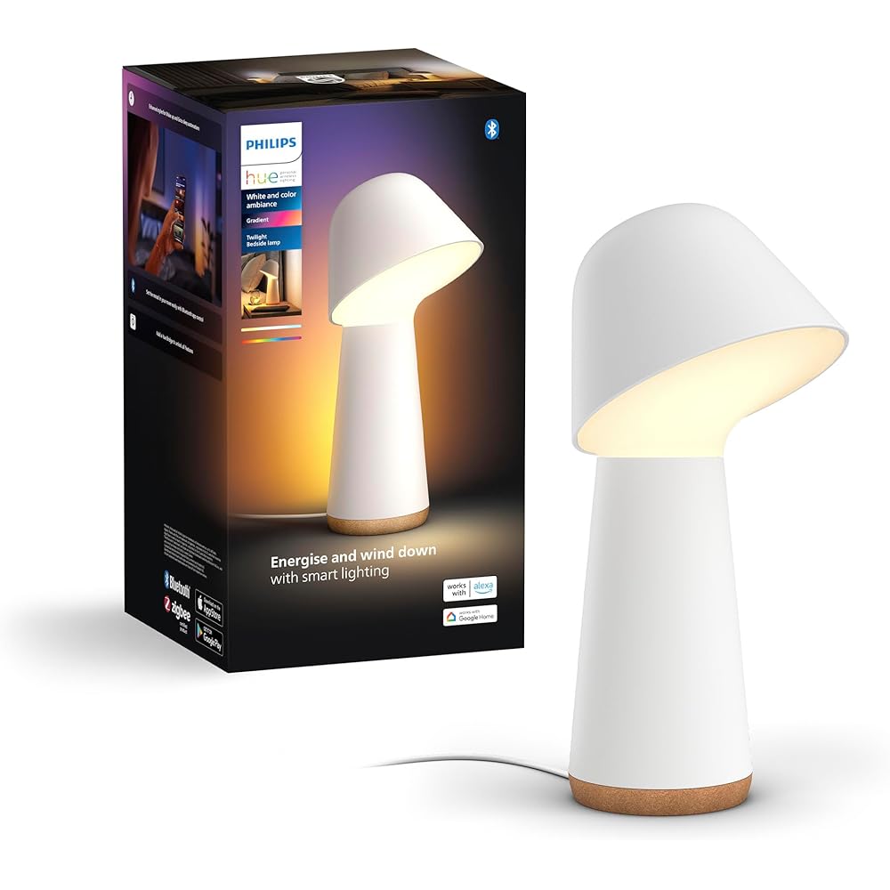 Philips Hue Twilight Smart LED Sleep and Wake-Up Lamp, White & Color Light, Bluetooth Compatible, Voice Control with Alexa, Apple Home & Google Assistant -