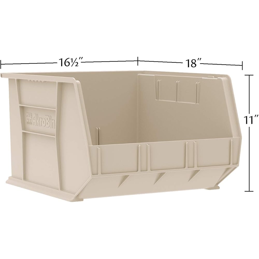 Akro-Mils 30270 AkroBins Plastic Hanging Stackable Storage Organizer Bin, 18-Inch x 16-Inch x 11-Inch, Clear, 3-Pack - Open Home Storage Bins -