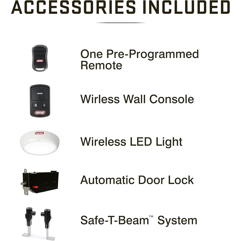 Genie 6072H-O Residential Wall Mounted Garage Door Opener, Black -