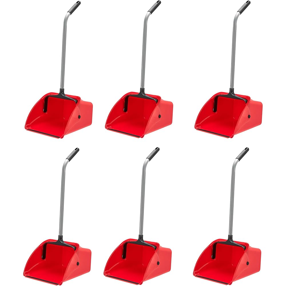 Amazon Basics Jumbo Lobby Dustpan - 6-Pack, Red (Previously AmazonCommercial brand) : Health & Household