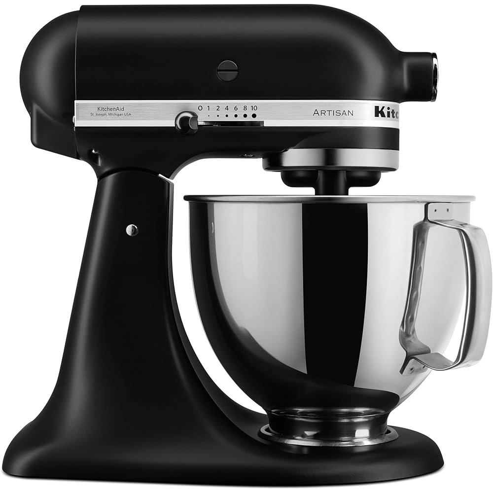 KitchenAid Artisan Series 5 Quart Tilt Head Stand Mixer with Pouring Shield KSM150PS, Matte Black: Home & Kitchen