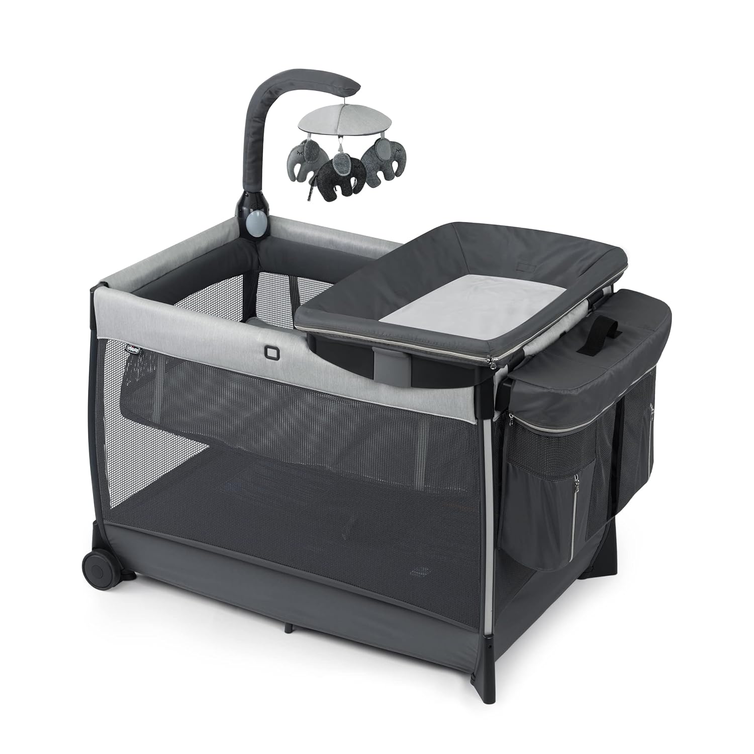 : Chicco Lullaby® Zip All-in-One Portable Playard, Infant Bassinet and Changer, Electronic Toy Bar, Toddler Playard, Travel Friendly | Driftwood/Grey : Baby