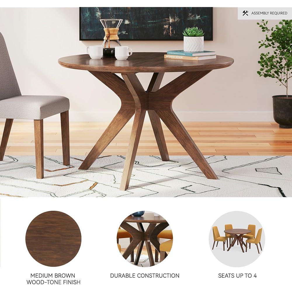 - Signature Design by Ashley Lyncott Traditional Round Dining Room Table, Seats up to 4, Brown - Tables
