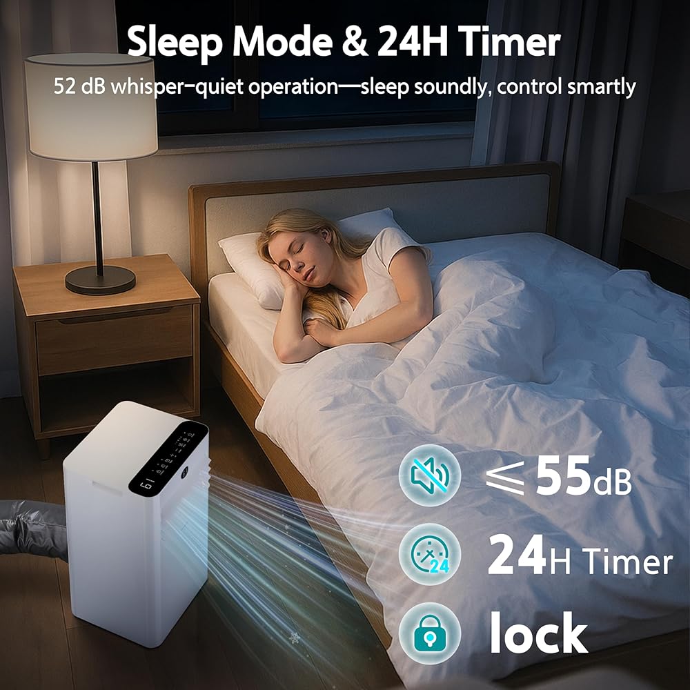 10,000 BTU Portable Air Conditioner for Rooms up to 450 Sq.Ft, 4-in-1 Cooling/Dry/Fan/Sleep Mode, Remote Control, High Low Speed, Window Kit Included, White : Home & Kitchen