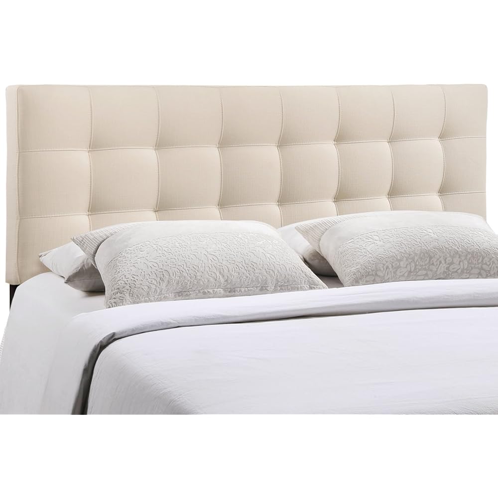 - Modway Lily Tufted Linen Fabric Upholstered Queen Headboard in Ivory