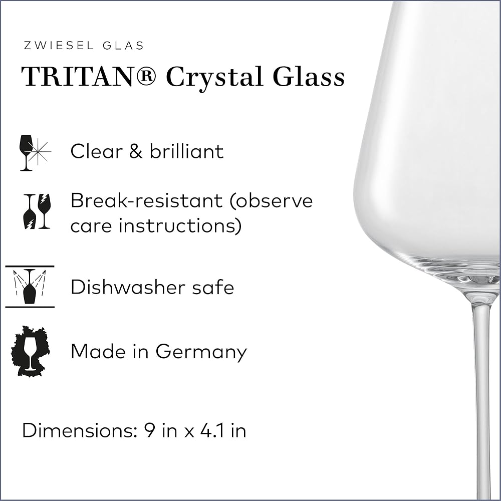 | Zwiesel Glas Vervino Allround Glass (Set of 6), Wine Glasses for Red, White and Sparkling Wine, Dishwasher-Safe Tritan Crystal Glasses, Made in Germany (23 Ounce): Wine Glasses