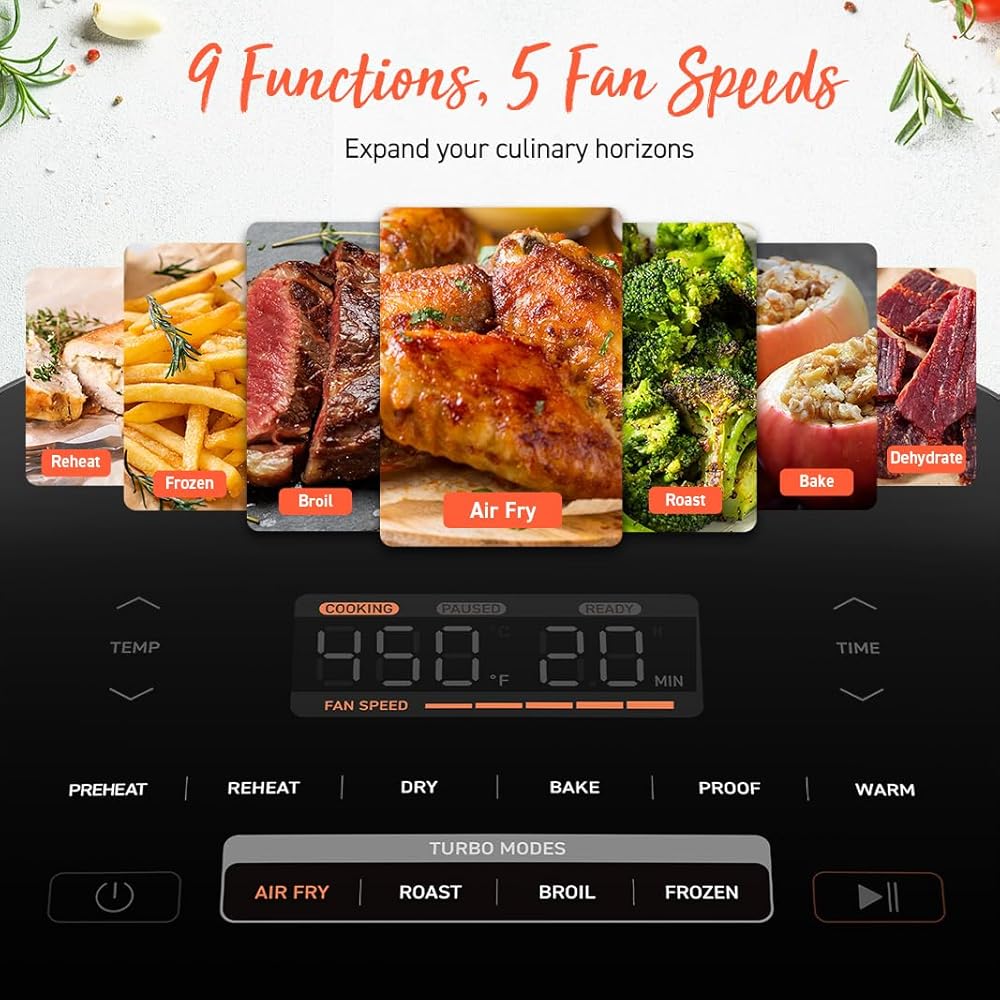 COSORI Air Fryer 9-in-1, Compact & Large 6-Qt, Fast Turbo Modes, 90-450°F Even Results, Precision Heating, Up to 95% Less Oil*, Roast, Bake, Dry, Reheat, Frozen, Broil, Proof, 120V, TurboBlaze : Home & Kitchen