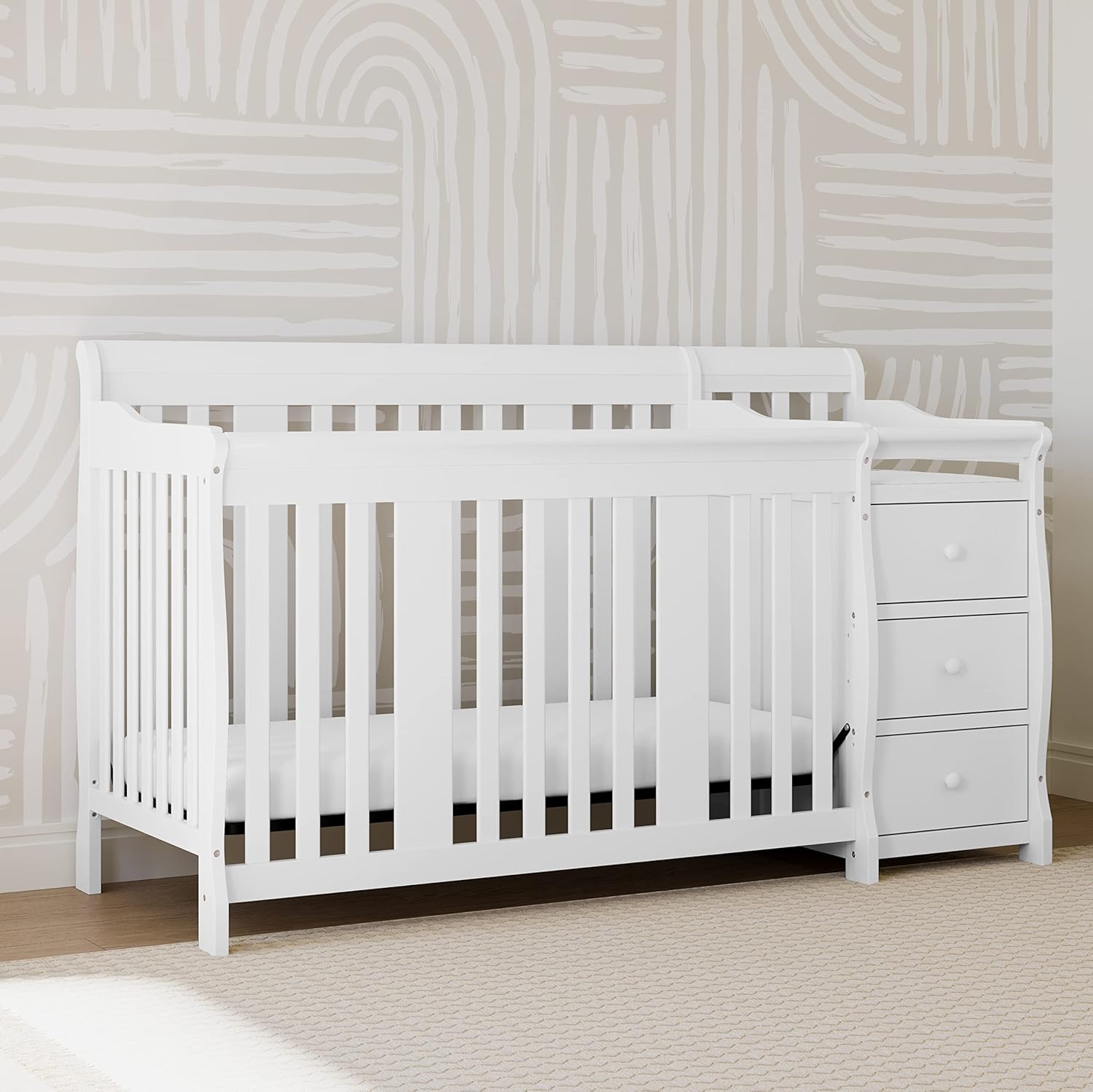 Storkcraft Portofino All-in-One Convertible Crib & Changer (White) – GREENGUARD Gold Certified, Fits Standard Crib Mattress, Converts to Toddler Bed and Full Bed, 4 Adjustable Mattress Heights : Baby