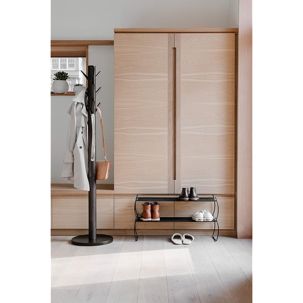 Umbra Flapper Coat Rack, Clothing Hanger, Umbrella Holder, and Hat Organizer, Great for Entryway, Black/Walnut (320361-048) : Home & Kitchen