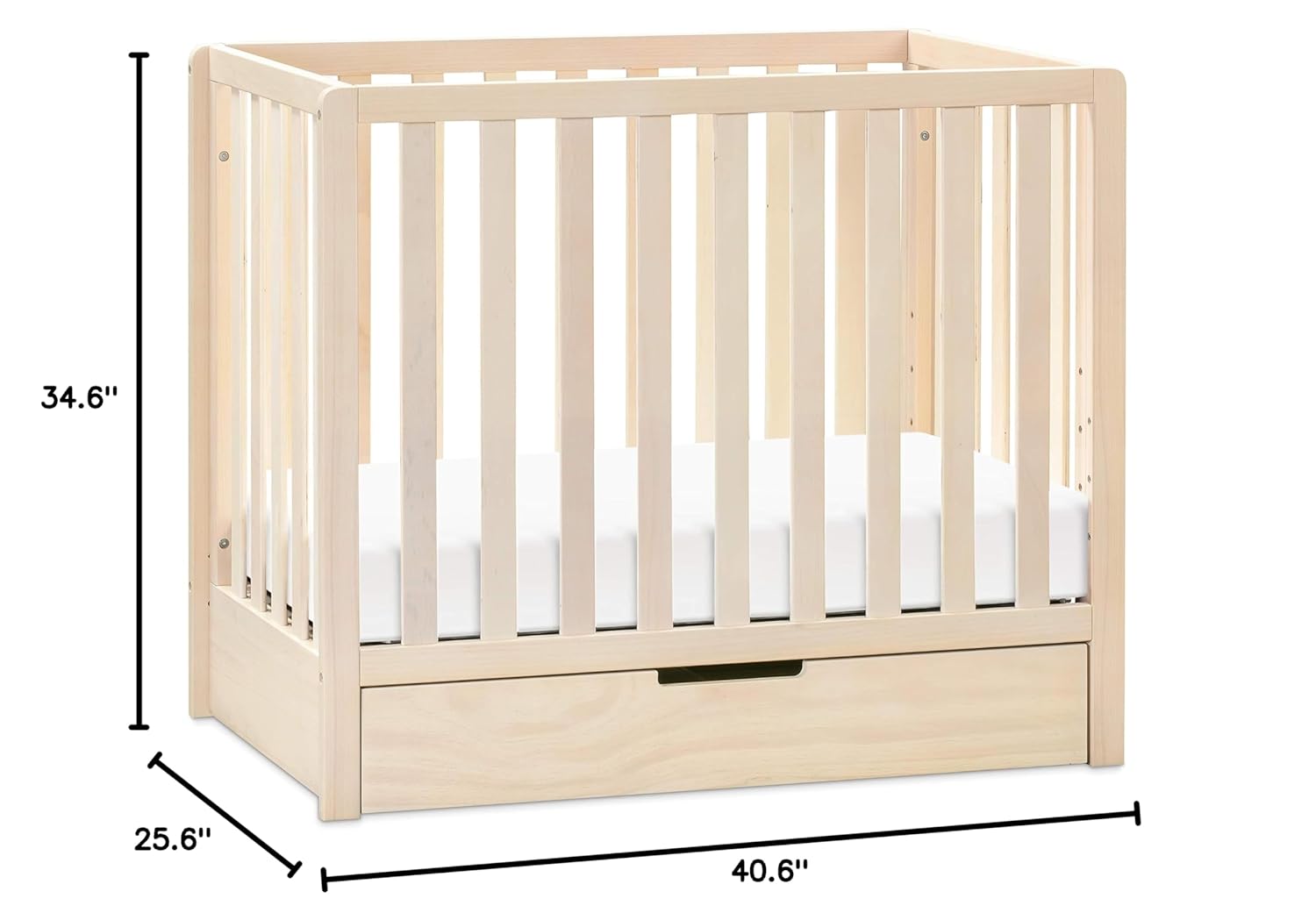 Carter's by DaVinci Colby 4-in-1 Convertible Mini Crib with Trundle Drawer in Washed Natural, Greenguard Gold Certified, Undercrib Storage : Baby