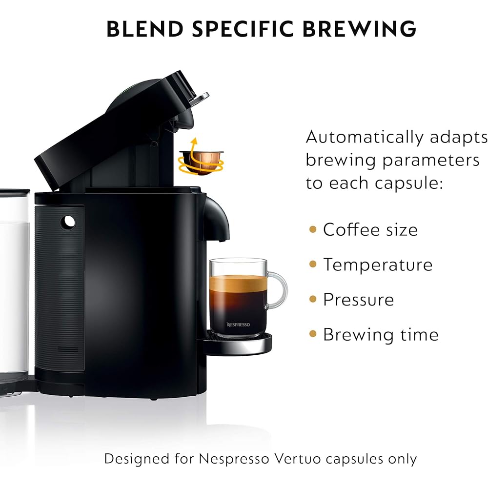 Nespresso VertuoPlus Deluxe Coffee and Espresso Machine Bundle with Aeroccino Milk Frother by De'Longhi, Black: Home & Kitchen