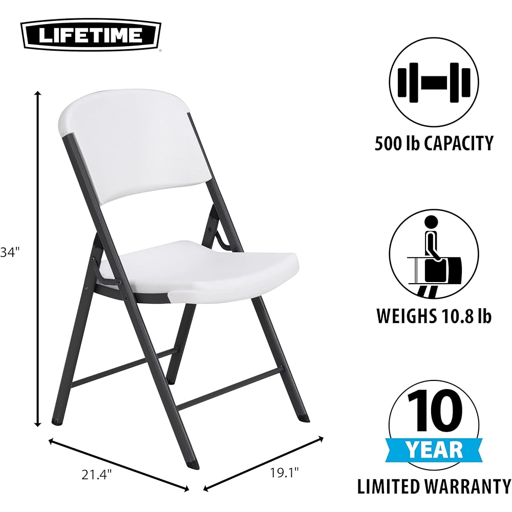 Lifetime 42804 Commercial Grade Folding Chair, 4 Pack, White Granite : Home & Kitchen