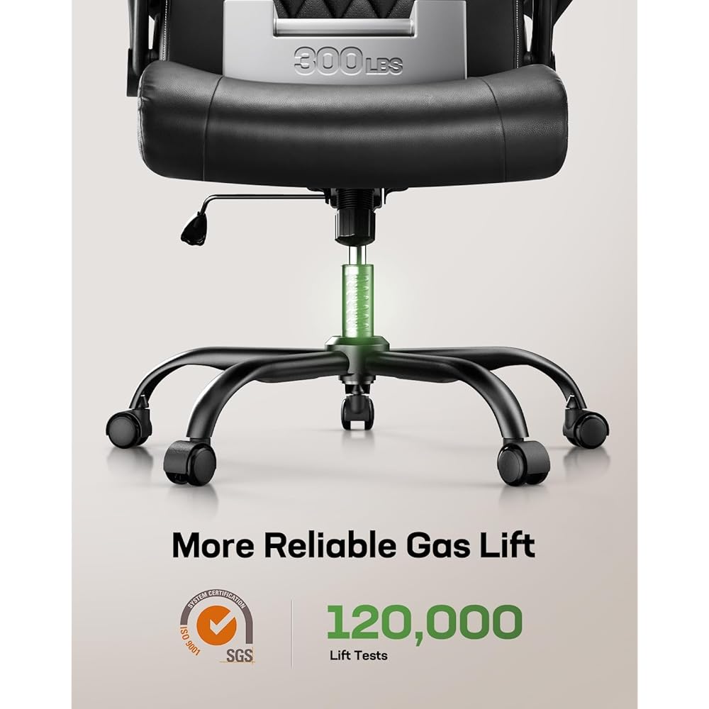 Marsail Executive Office Chair with Flip-up Armrests,PU Leather Ergonomic Desk Chair Height-Adjustable Swivel Rolling Computer Desk Chair,Black : Office Products