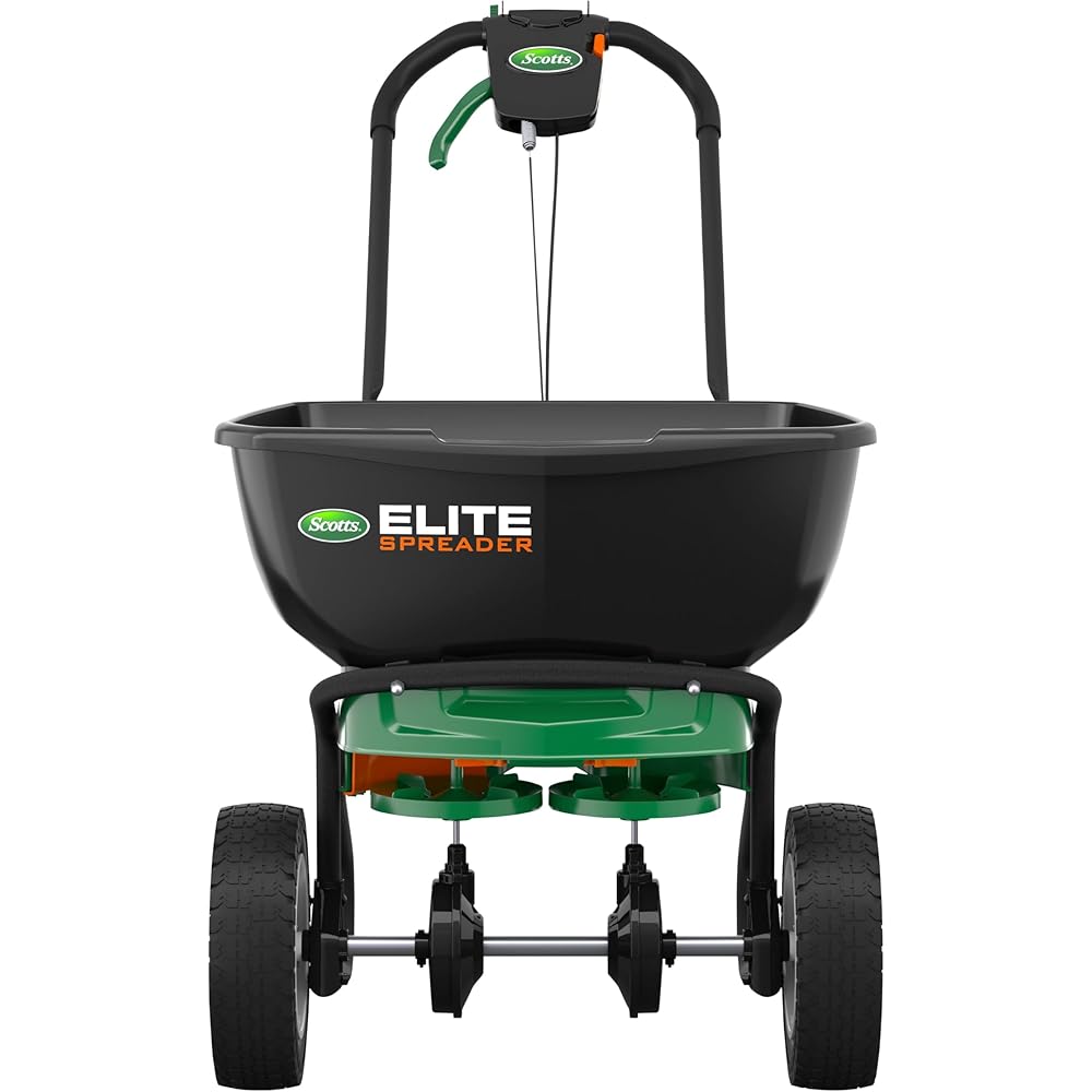 : Scotts Elite Spreader for Grass Seed, Weed and Feed, Fertilizer, Salt and Ice Melt, Durable Push Spreader Holds up to 20,000 sq. ft Product : Patio, Lawn & Garden