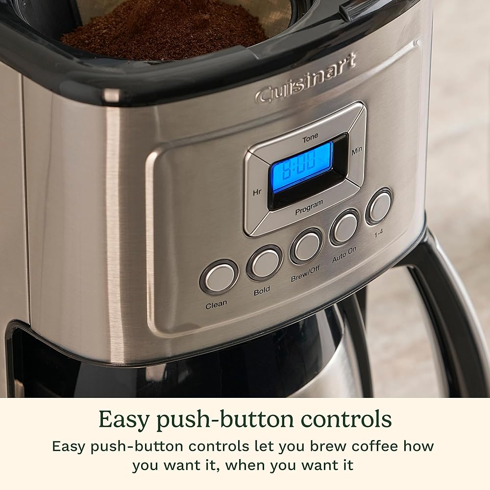 Cuisinart 12-Cup Coffee Maker, Programmable PerfecTemp Thermal Carafe Coffee Machine with 1-4 Cup Setting, Brew Strength Control and Brew Pause, Stainless Steel, DCC-3400NAS, Silver: Home & Kitchen