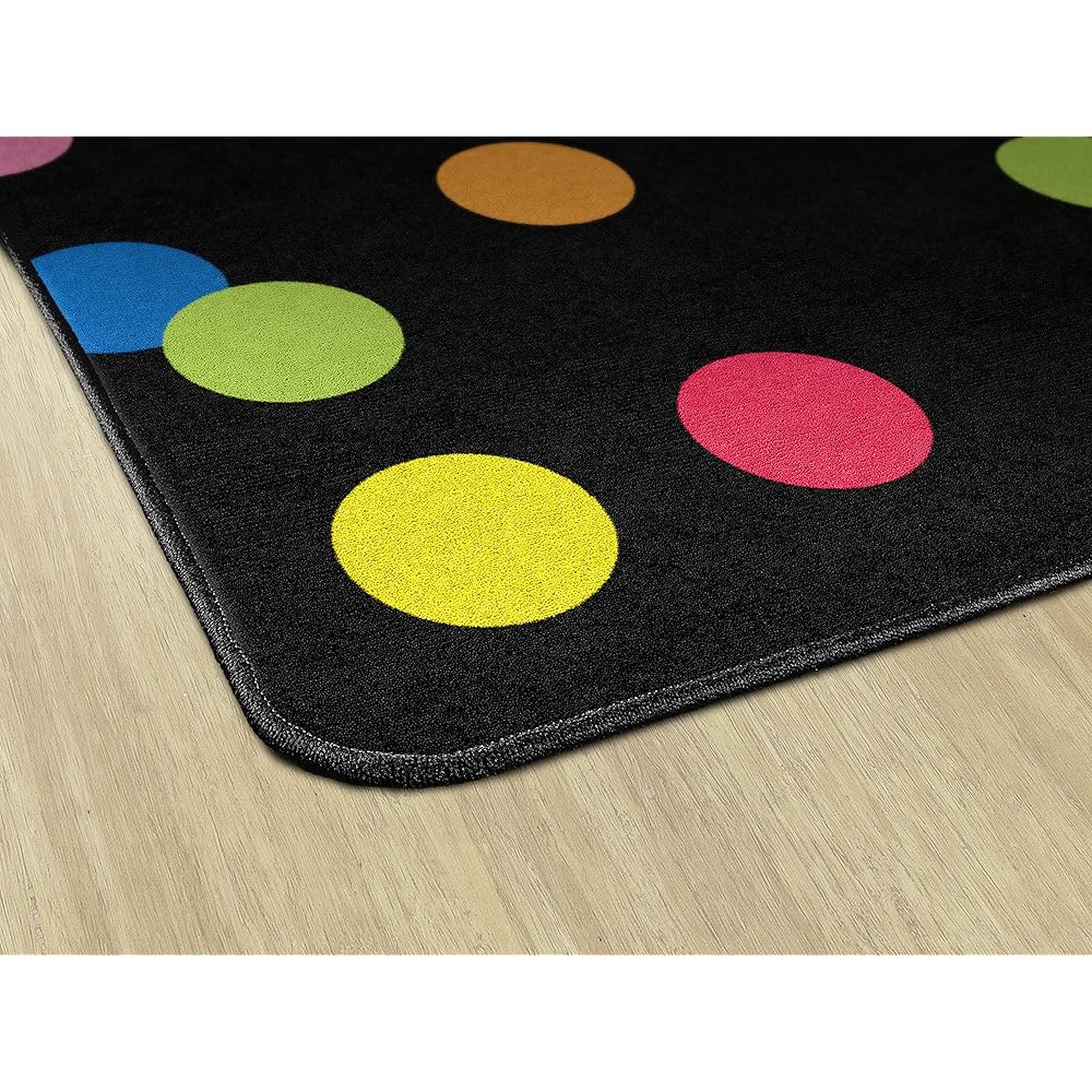 Flagship Carpets Schoolgirl Style Just Teach Rainbow Polka Dots Classroom Area Rug for Indoor Classroom Learning or Kid Bedroom Educational Play Mat, 7'6