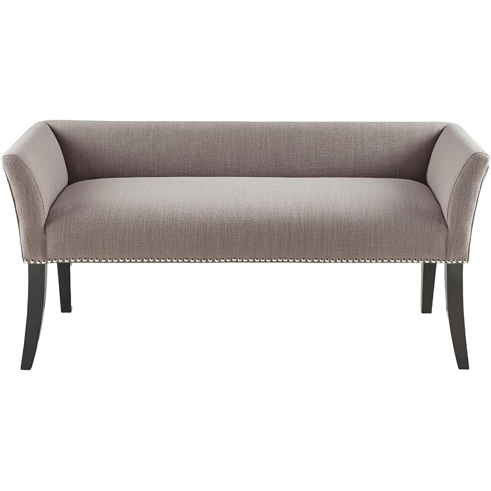 - Madison Park Accent Bench, Upholstered with Nailhead Trim, & Padded Seat Entryway Bench Small, End of Bed Bench with Back, 49.5