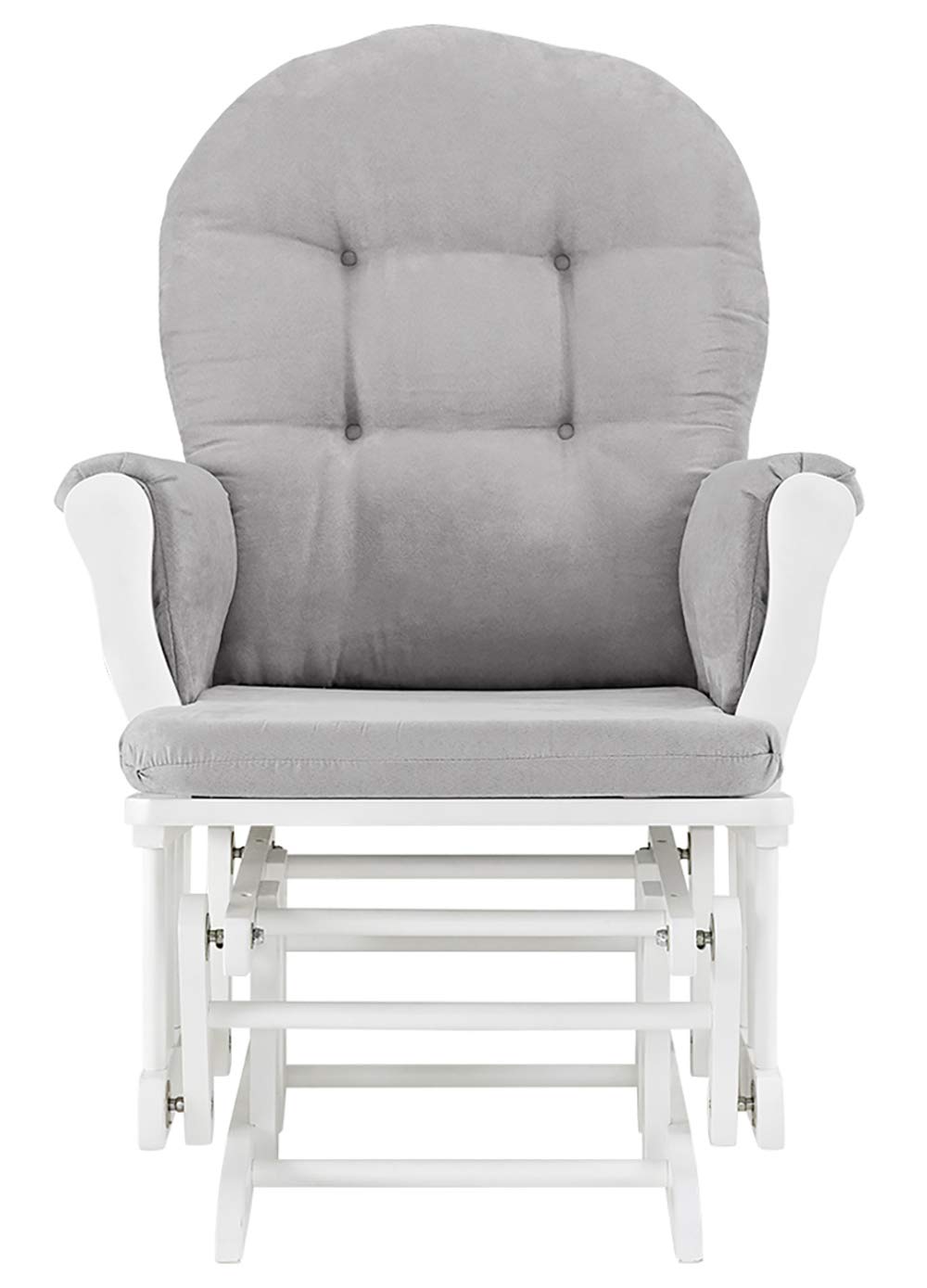 Windsor Glider and Ottoman, Polyester, Wood, Metal, White with Gray Cushion : Baby