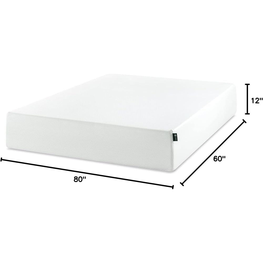 ZINUS 12 Inch Green Tea Memory Foam Mattress [New Version], Fiberglass free, Medium Firm Feel, Zoned Pressure Relief, Certified Safe Foams & Fabric, Bed-In-A-Box, Queen , White : Home & Kitchen