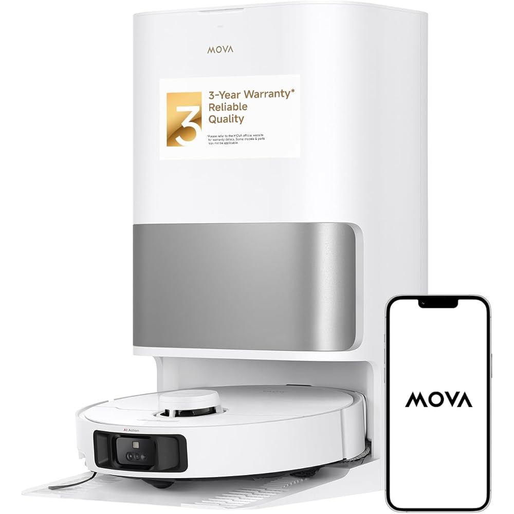 Mova P10 Pro Ultra Robot Vacuum and Mop 13,000Pa Suction, 140°F Hot Water Auto Mop Washing & Drying, Dual Spinning Extenable Mop,10.5mm Lifting for Carpet, 360°Obstacle Avoidance, App Control : Industrial & Scientific