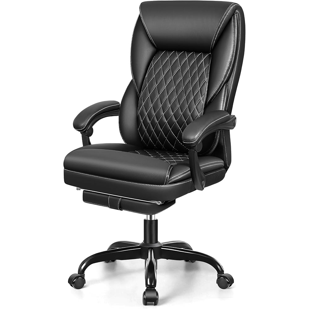 BestEra Office Chair, Big and Tall Executive Office Chair with Foot Rest Ergonomic Office Chairs Home Office Desk Chairs Reclining High Back Leather Chair with Lumbar Support (Black) : Home & Kitchen