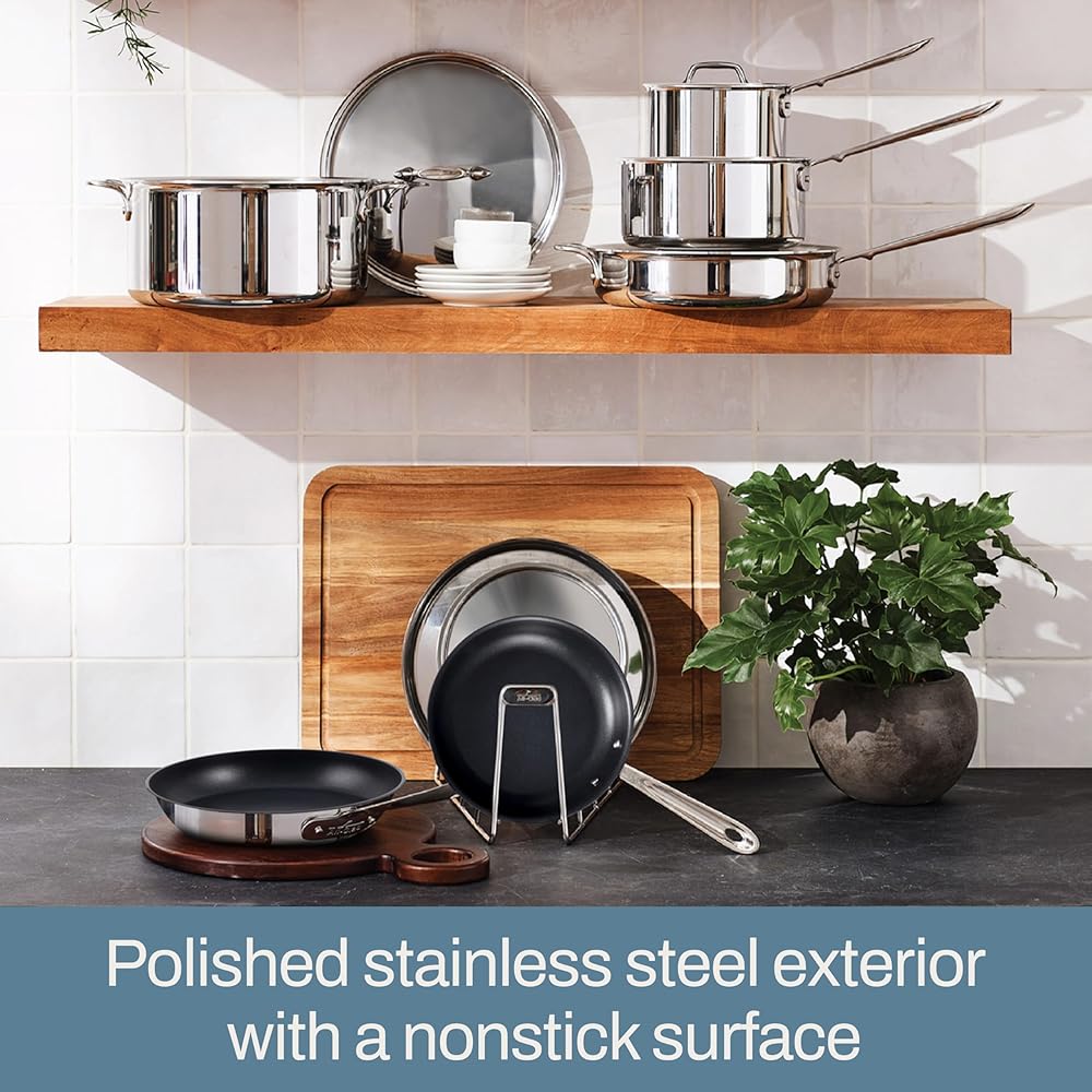 All-Clad Stainless Steel Pro Nonstick Frying Pan Set – 8 & 10 Inch Skillets, Induction Compatible, Oven & Broiler Safe to 500°F, Professional Cookware, Silver: Home & Kitchen