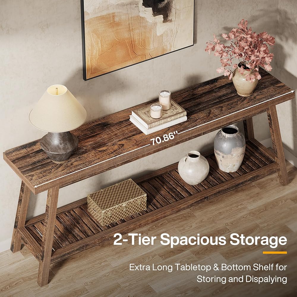 Tribesigns 70.86-Inch Console Table for Entyrway, Farmhouse 2-Tier Entry Entrance Table, Narrow Long Sofa Table Behind Couch, Rustic Brown : Home & Kitchen