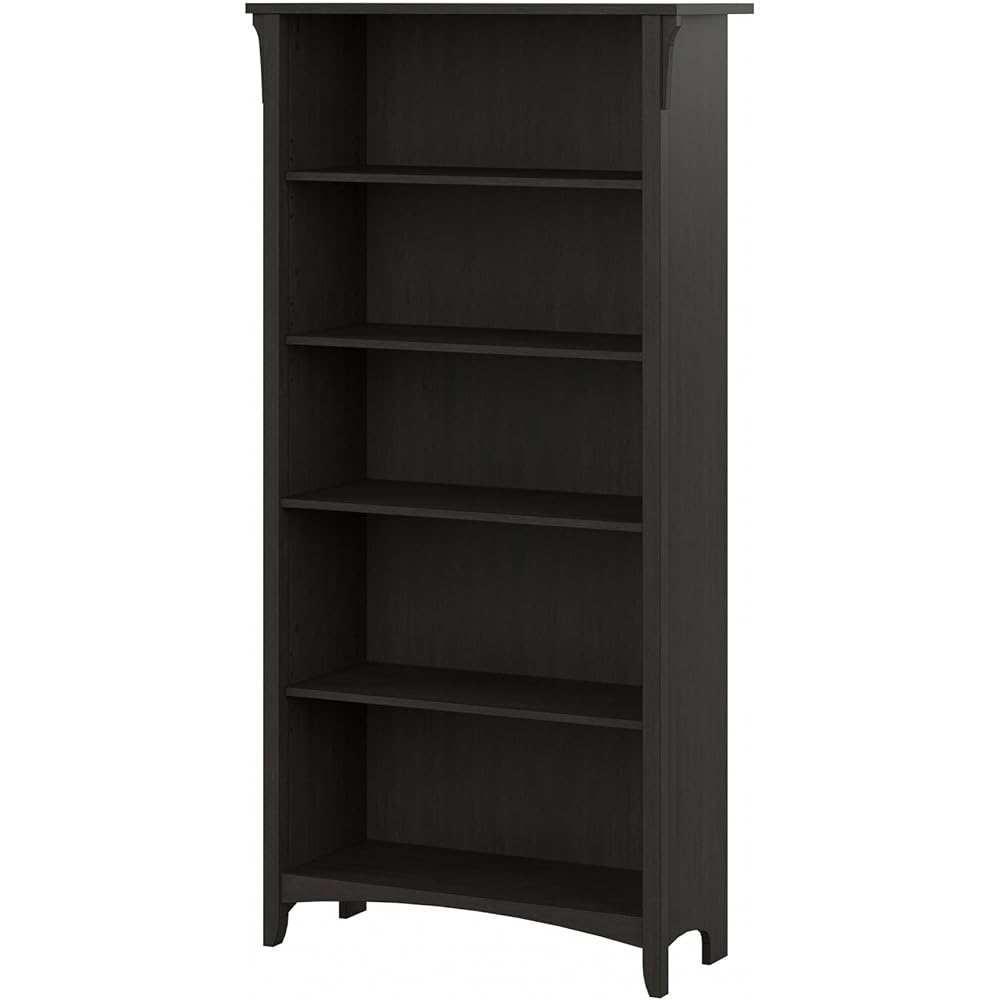 Bush Furniture Salinas 5 Shelf Bookcase In Vintage Black, Tall Bookshelf, Large Book Shelf For Living Room, Home Office, Or Entryway : Home & Kitchen