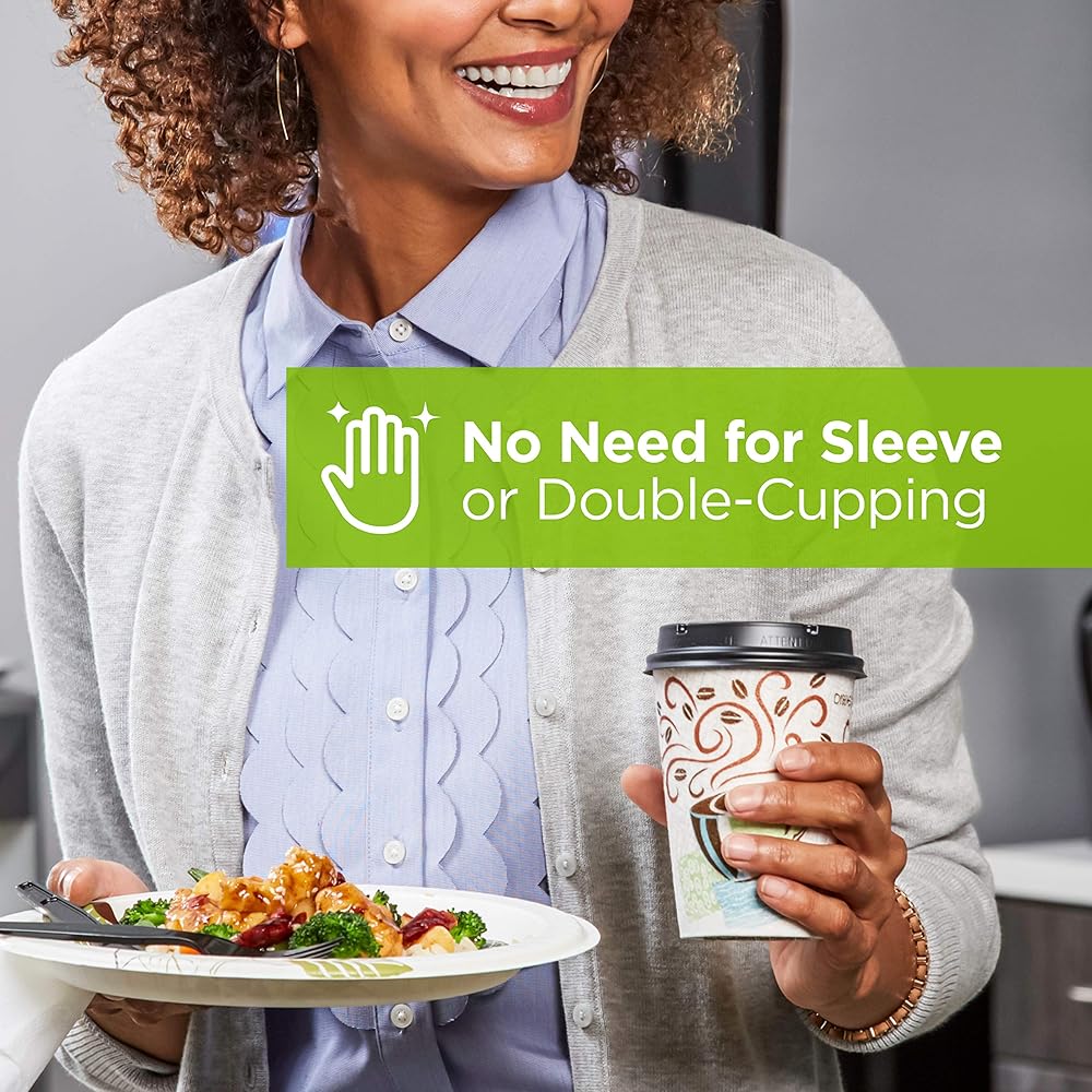 Dixie PerfecTouch 12 oz. Insulated Paper Hot Coffee Cup and Lid Set by GP PRO (Georgia-Pacific) Coffee Haze and White, 5342COMBO600, 300 Cups and 300 Lids (50 Cups and Lids Per Pack, 6 Packs Per Case) : Health & Household