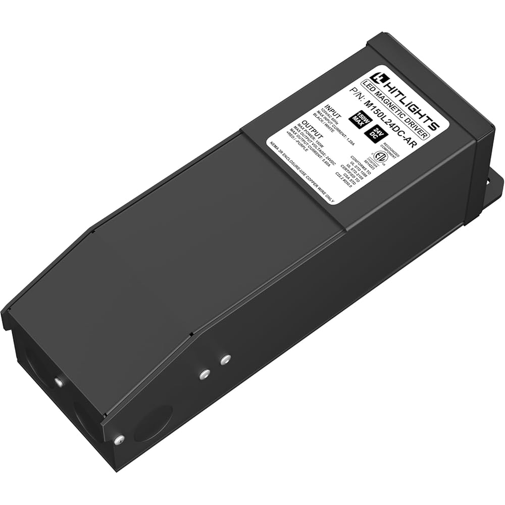 HitLights Dimmable LED Driver Transformer 24V 150W, Magnetic Power Supply 120VAC to 24VDC, Compatible with Lutron and Leviton Dimmers, for LED Strip Light, Kitchen, Cabinet, Class 2, ETL Listed: Tools & Home Improvement