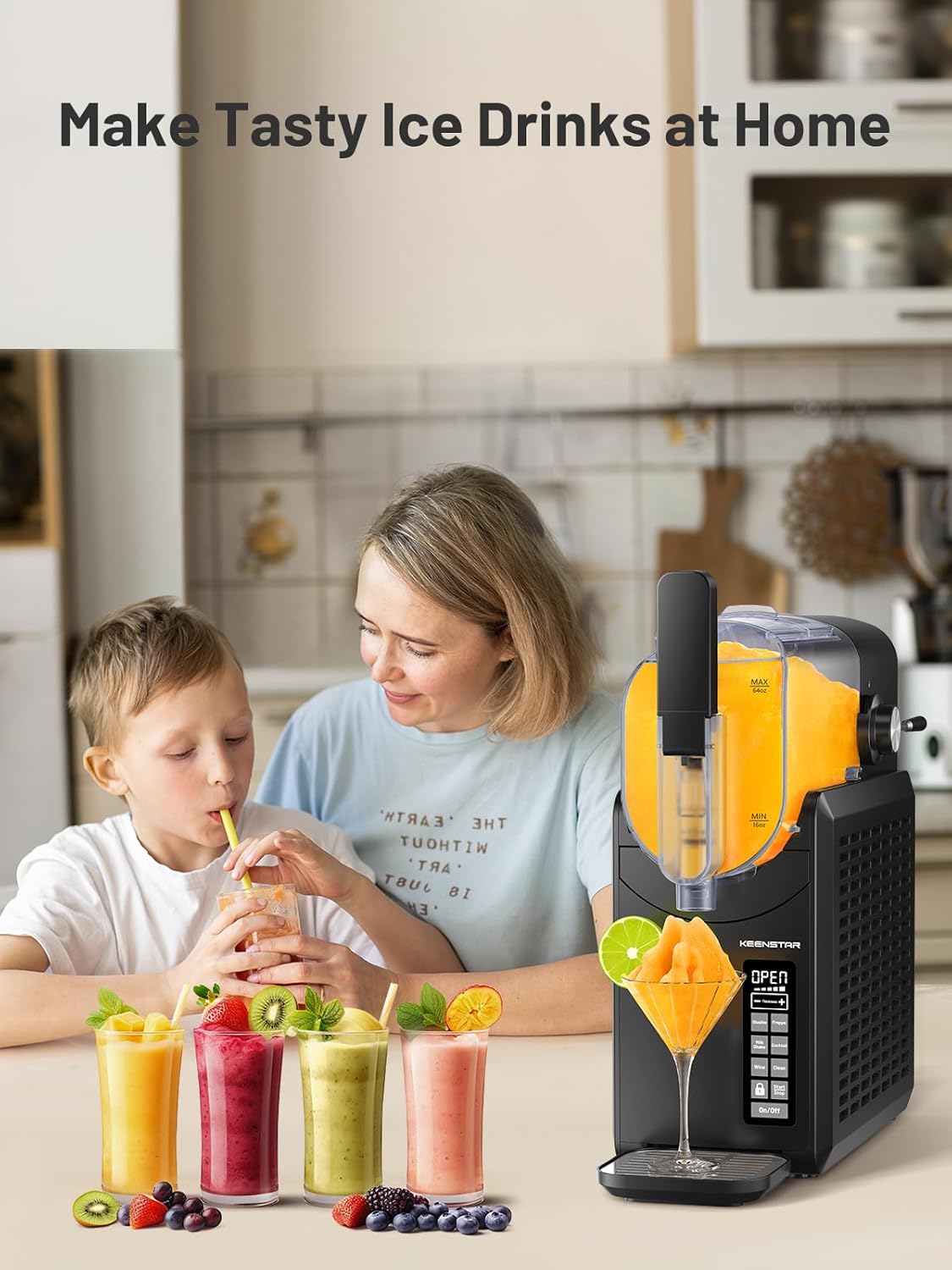 KEENSTAR 88oz Slushie Machine, Slushy Machine for Home with 5 Preset Programs, No Ice Needed, Frozen Drink Maker with Self-Cleaning for Frozen Margaritas, Frappés, Milkshake & More : Industrial & Scientific