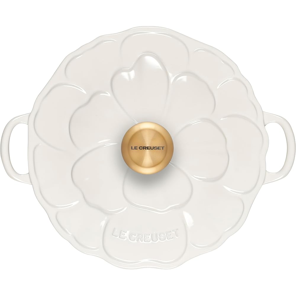 Le Creuset Signature Enameled Cast Iron Petal Braiser, 2.25qt., White w/Gold Knob