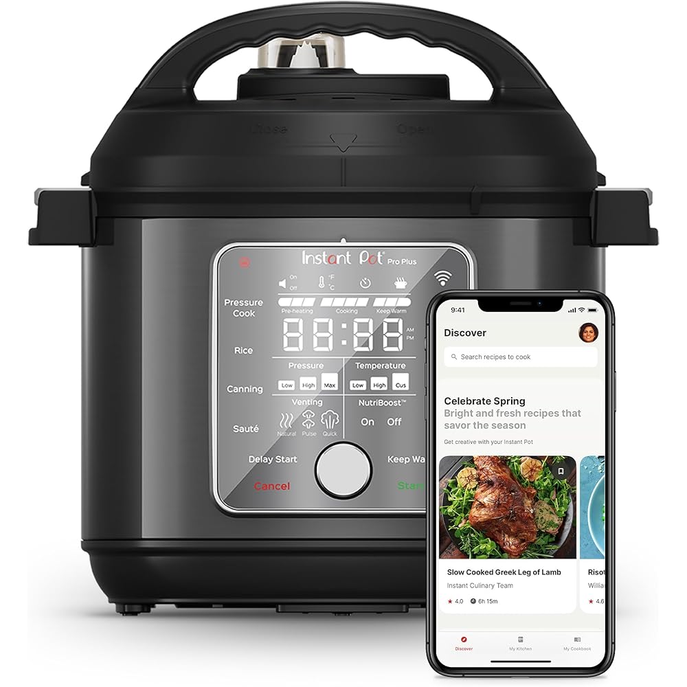 Instant Pot Pro Plus Wi-Fi Smart 10-in-1, Pressure Cooker, Slow Cooker, Rice Cooker, Steamer, Sauté Pan, Yogurt Maker, Warmer, Canning Pot, Sous Vide, Includes App with Over 800 Recipes, 6 Quart: Home & Kitchen