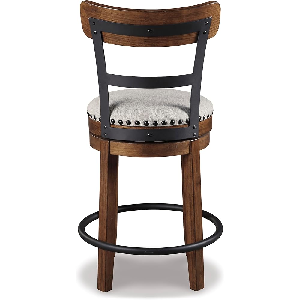 Signature Design by Ashley Valebeck Rustic Farmhouse 24.5” Counter Height Swivel Bar Stool, Brown