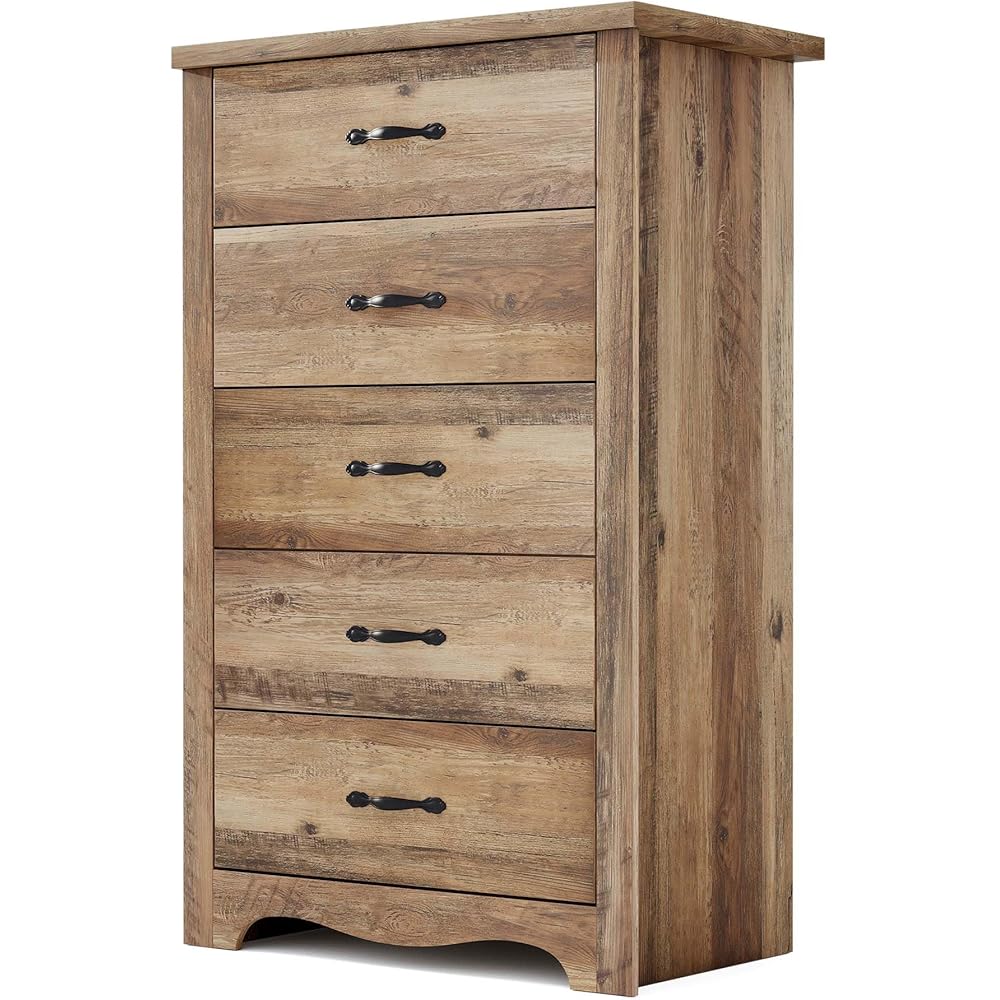 LINSY HOME 5 Drawers Dresser for Bedroom, Wood Bedroom Dresser Modern Drawer Chest, 5 Chest of Drawer, Tall Dresser for Closet, Dressers Organizer for Living Room, Closet, Hallway, Nursery : Home & Kitchen