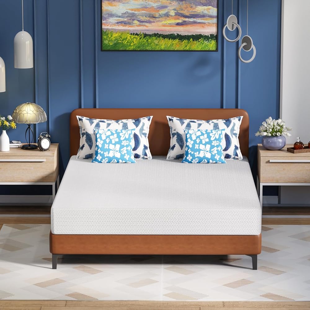 FDW 5 Inch Green Tea Queen Cooling Gel Memory Foam Mattress/Medium-Firm Mattress for Pressure Relief for Kid Adults/CertiPUR-US Certified/Mattress in a Box, Queen : Home & Kitchen