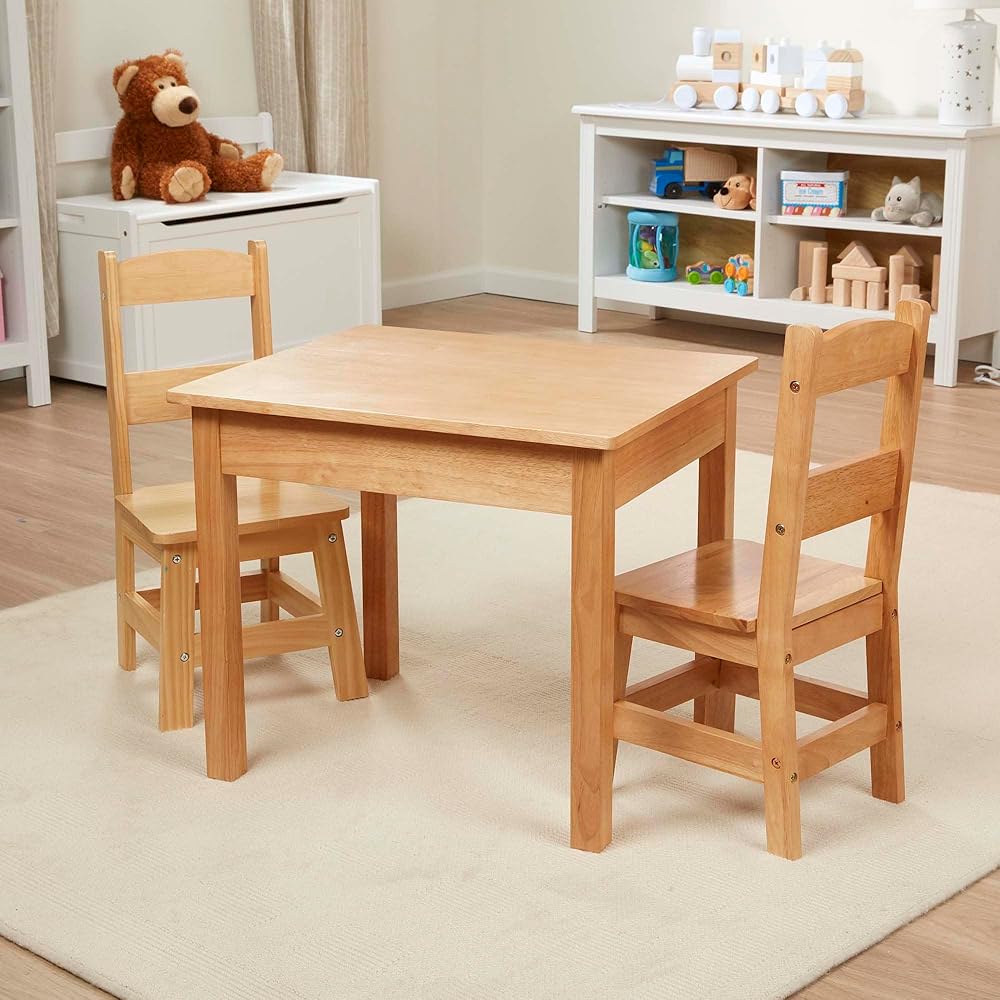 Melissa & Doug Solid Wood Table and 2 Chairs Set - Light Finish Furniture for Playroom : Melissa & Doug