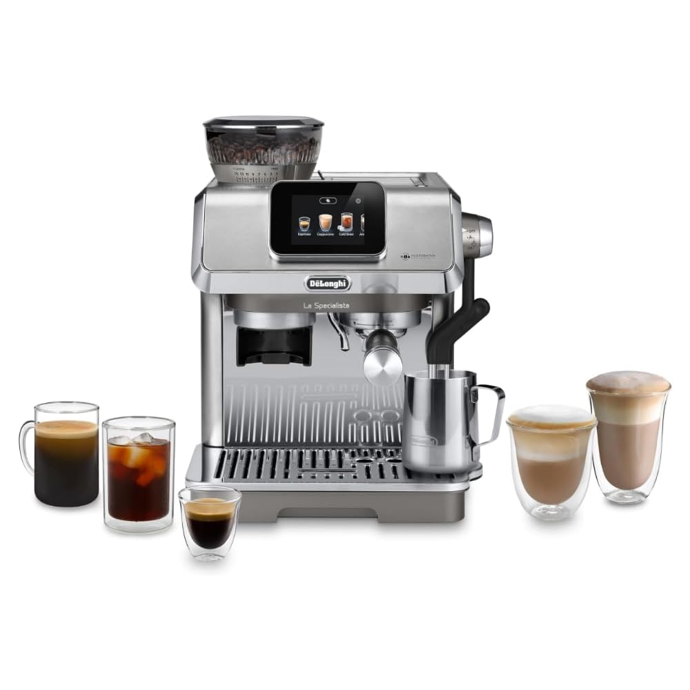 De'Longhi La Specialista Touch Espresso Machine with Grinder & Milk Frother – Cold Brew & Iced Coffee Maker, Burr Grinder, 10 Drink Presets, Compact Bean to Cup, Award-Winning Italian Design : Home & Kitchen