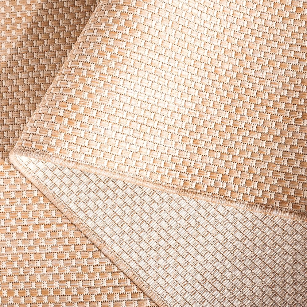 SAFAVIEH Courtyard Collection Area Rug - 8' x 10', Natural & Cream, Non-Shedding & Easy Care, Indoor/Outdoor & Washable-Ideal for Patio, Backyard, Mudroom (CY8521-03012)