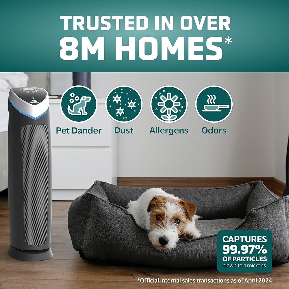 GermGuardian 5-In-1 HEPA Air Purifier for Home, Large Rooms Up To 915 Sq. Ft. with HEPA Pet Air Filter, UV-C Light & Odor Reduction, AC5250PT, 28