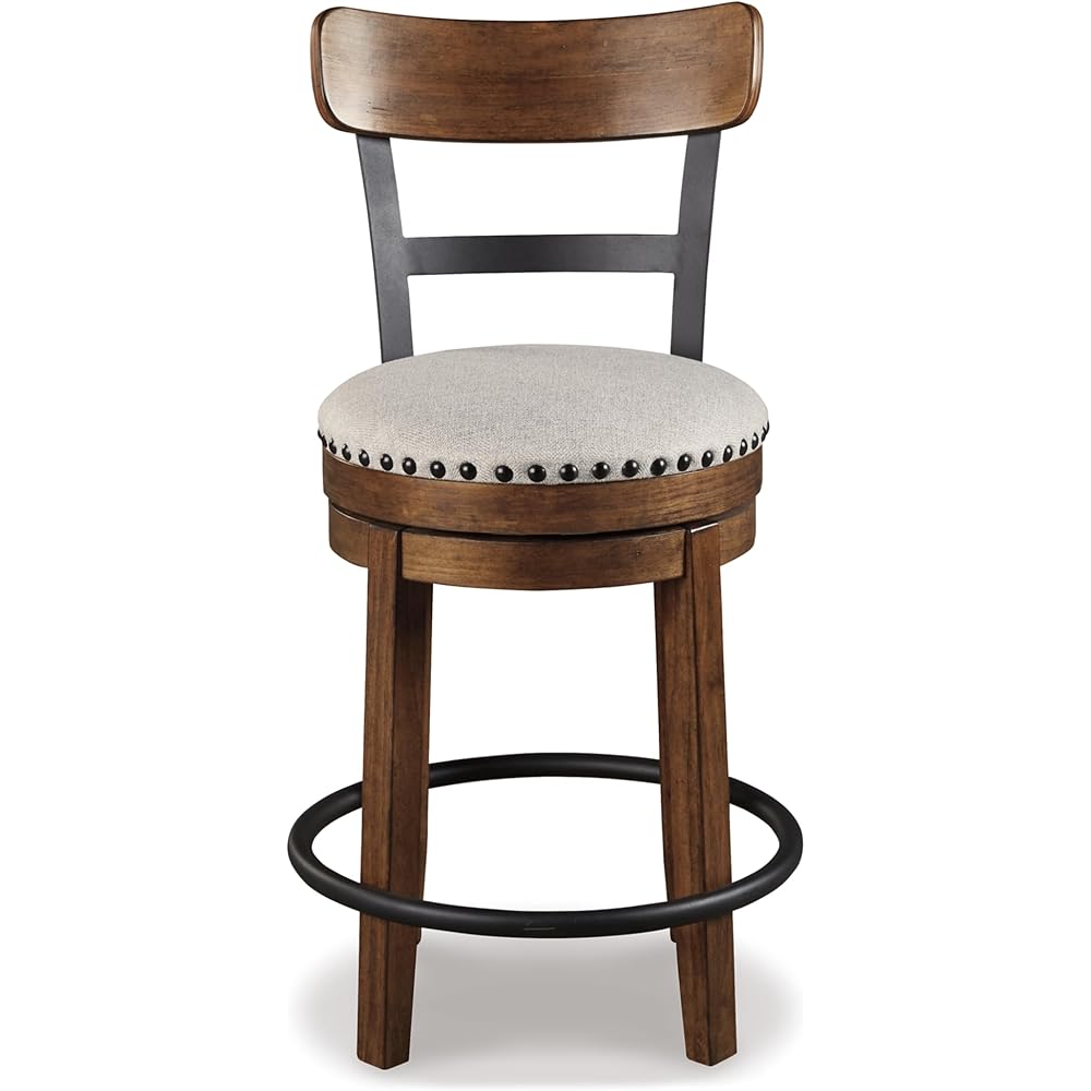 Signature Design by Ashley Valebeck Rustic Farmhouse 24.5” Counter Height Swivel Bar Stool, Brown