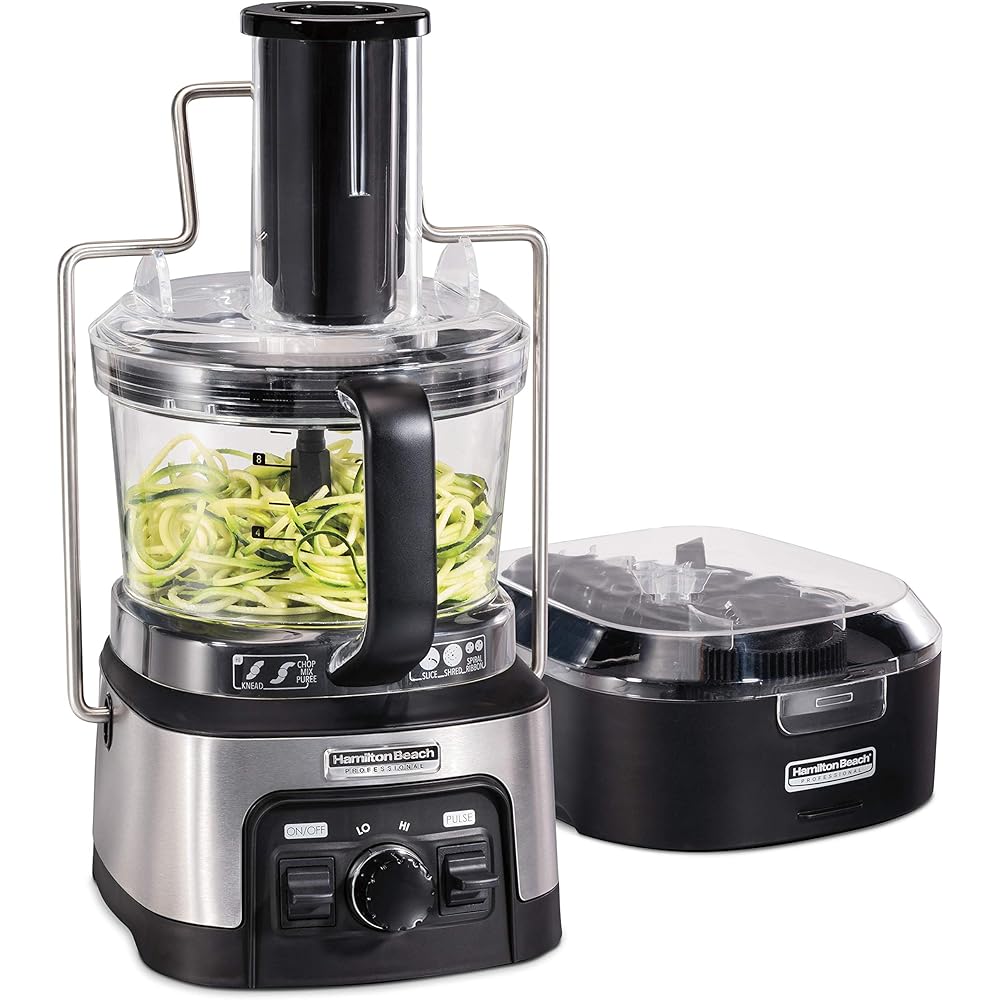 Hamilton Beach Professional Stack & Snap Food Processor & Veggie Spiralizer for Slicing, Shredding and Kneading, Extra-Large 3