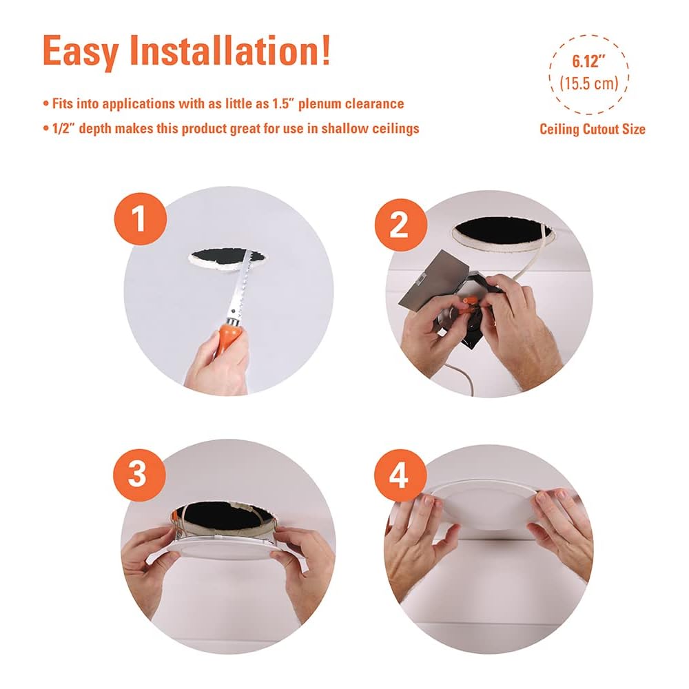 HALO HLBE 6-Inch Slim Canless Recessed Downlight for New Construction/Remodel - Contractor 24-Pack -