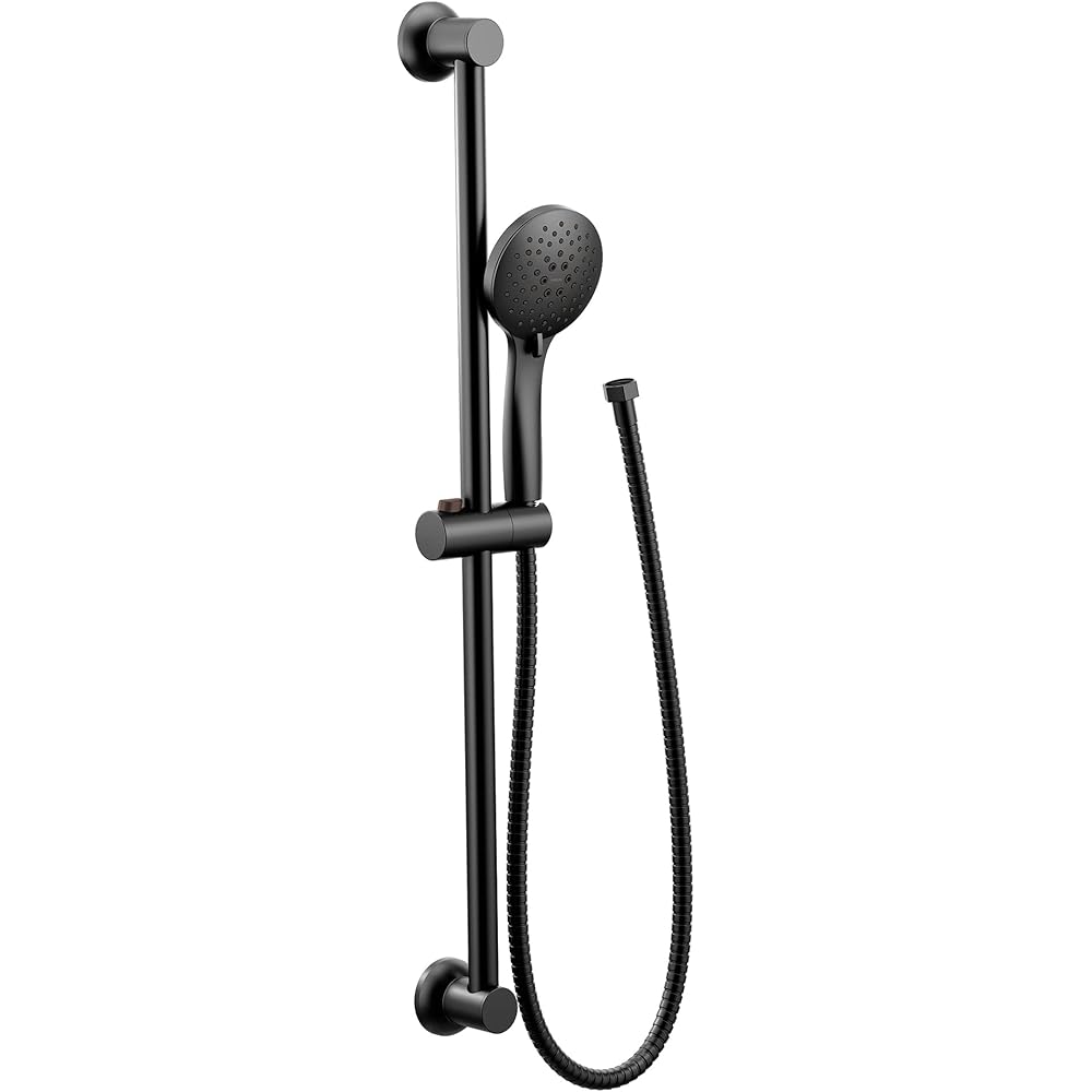 Moen Showering Matte Black Eco-Performance 5-Function Handheld Shower with 30-Inch Slide Bar and 69-Inch Hose, 3558EPBL -