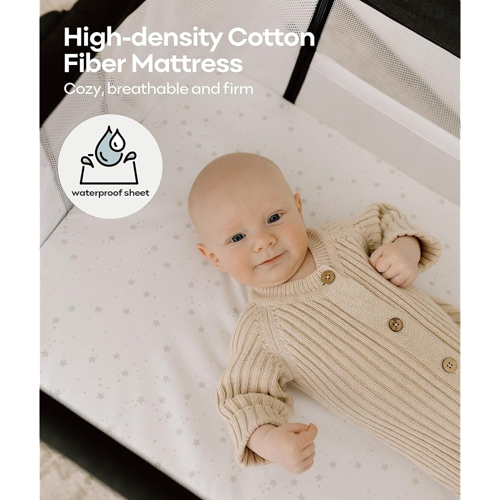 Fodoss Baby Bassinet Bedside Sleeper with Wheels and Storage Tray,4-Sided Mesh Bedside Bassinet for Infant/Newborn,7 Height Adjustable Easy Folding Bedside Crib : Baby