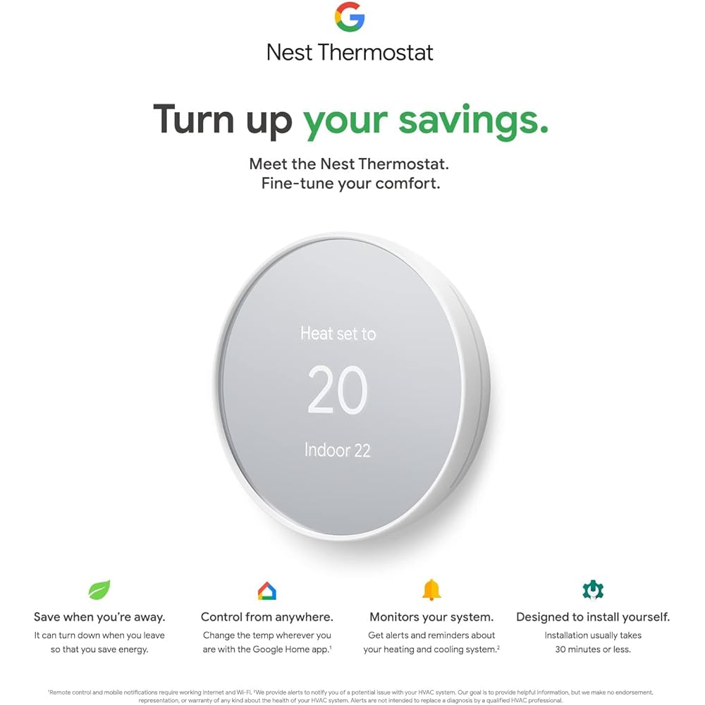 Google Nest Thermostat - Smart Thermostat for Home - Programmable Wifi Thermostat - Charcoal