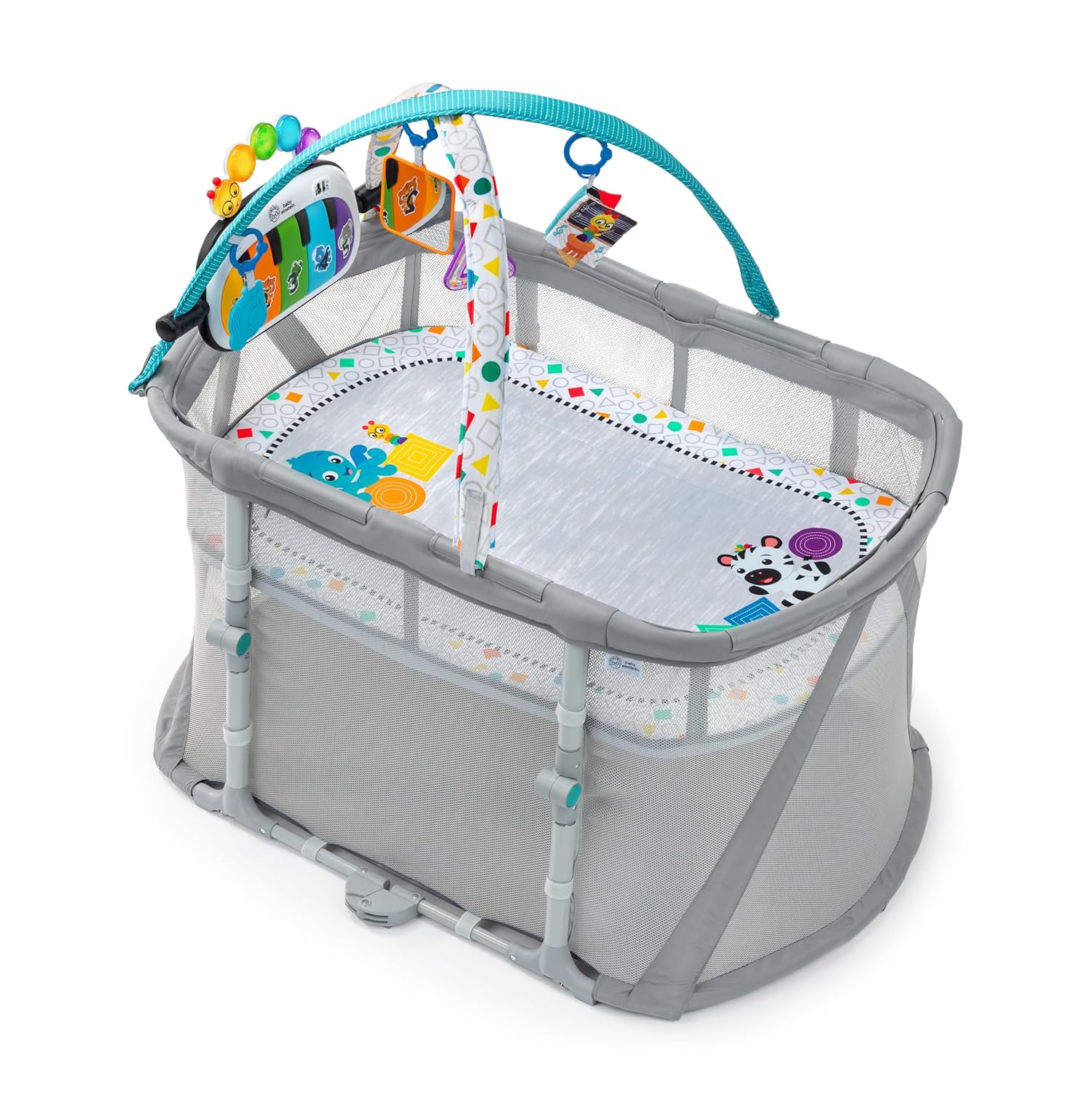 : Baby Einstein Kick & Snooze 3-in-1 Foldable Playard, Bassinet and Musical Play Gym, Includes Fitted Sheet, 3-Step Easy Fold, Piano Toy with 25+ Minutes of Music, Grows with Baby, Ages 0 Months and Up : Baby
