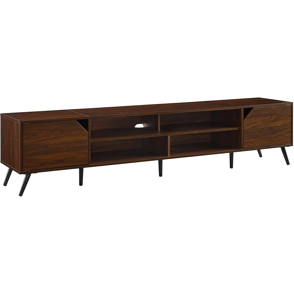 Walker Edison Nora Modern Minimal Open-Shelf TV Stand for TVs up to 90 Inches, 80 Inch, Dark Walnut : Home & Kitchen